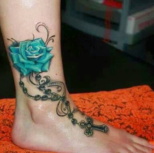 rose tattoos on ankle
