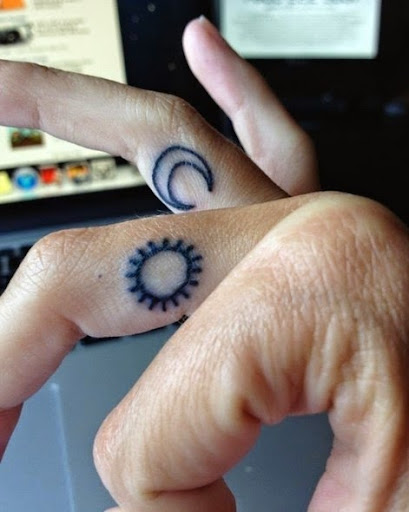 sun Tattoo sun and moon tattoos on finger
