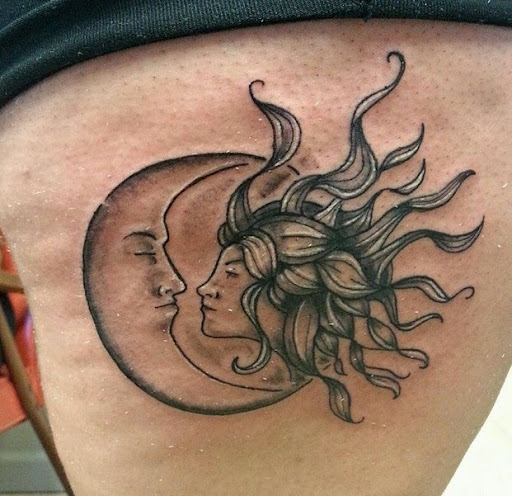 sun Tattoo sun tattoo black and grey