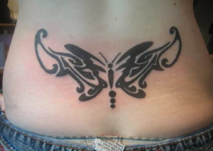 Tribal Tattoos tribal butterfly tattoos designs on lower back of a girl
