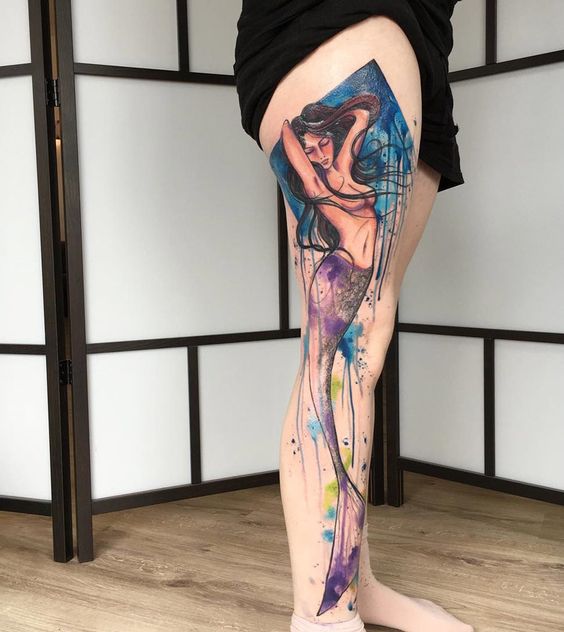mermaid tattoo designs for legs