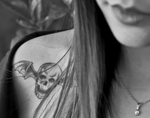 Shoulder tattoos Skull with bat wings for shoulder tattoos