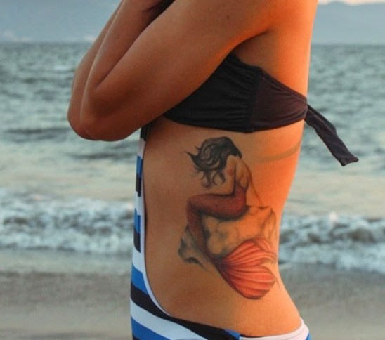 Mermaid Tattoos on side rib cage