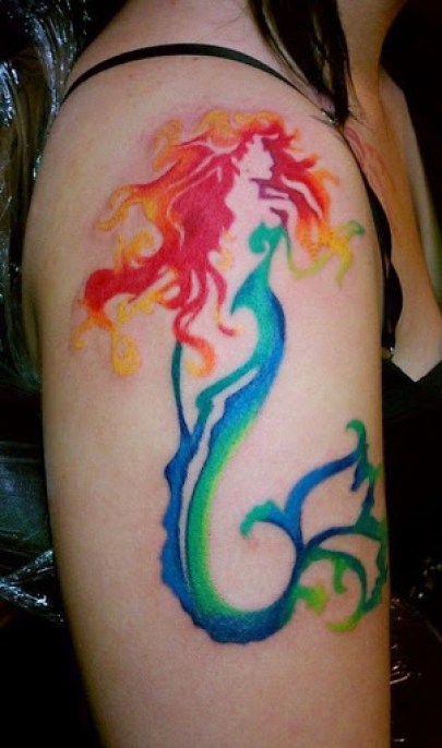 Colored Mermaid Tattoos
