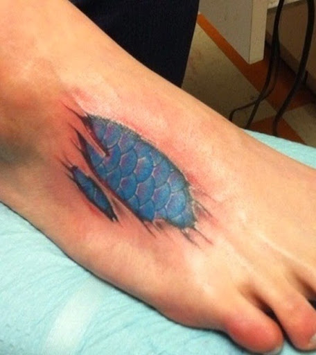 scale Mermaid Tattoos on foot