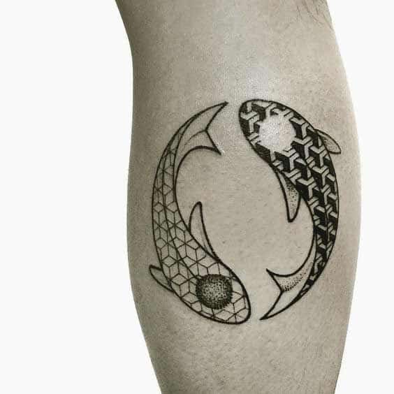 geometric style pisces fish tattoo designs