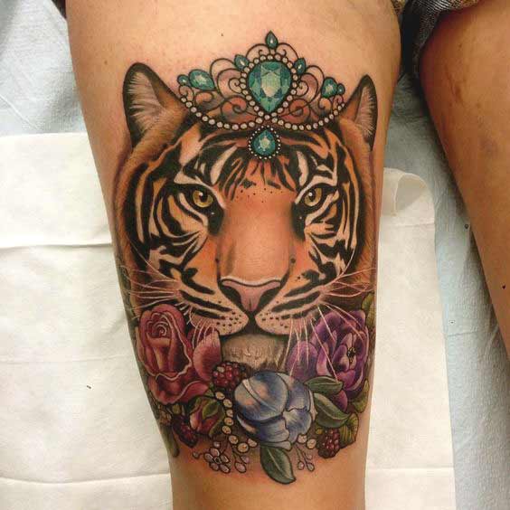 Best Tiger Tattoos For Men And Women Tiger face tattoo designs on thigh ideas for girls