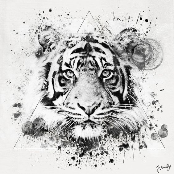 Geometric style Tiger tattoo ideas for men and women