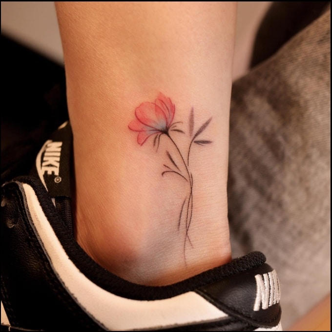 flower ankle tattoos