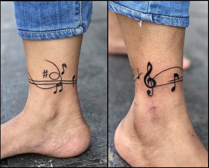 music ankle tattoos