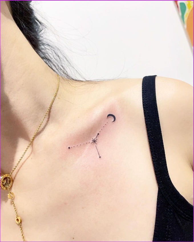 cancer zodiac tattoo on collar bone