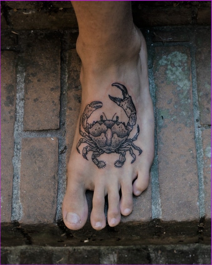 cancer zodiac foot tattoos