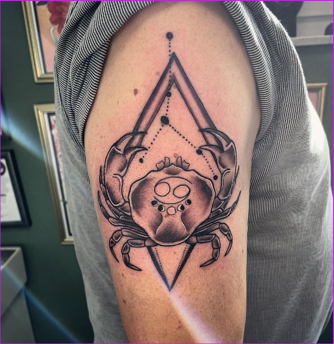 cancer zodiac tattoo crab and geometric
