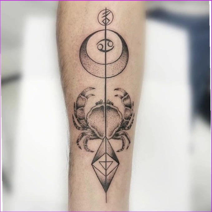 cancer zodiac geometric tattoo