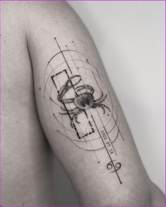 cancer zodiac geometric tattoo