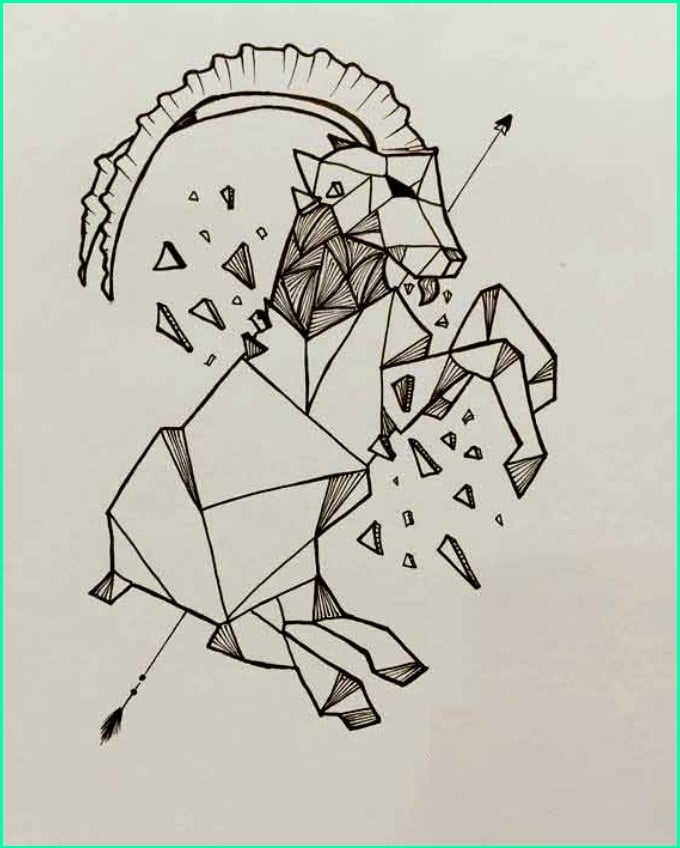 geometric capricorn tattoo