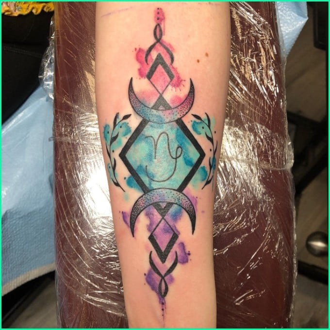 watercolor constellation capricorn tattoo