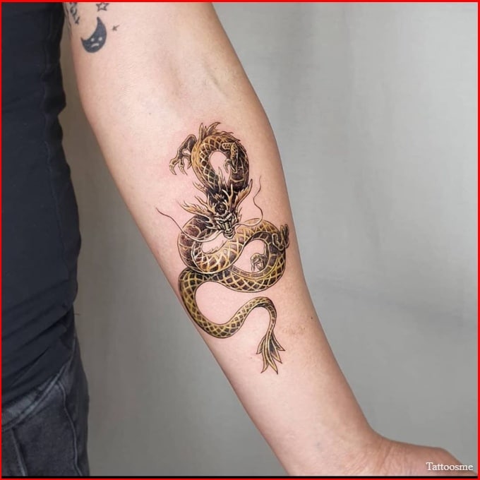 Japanese Dragon tattoos around the arm
