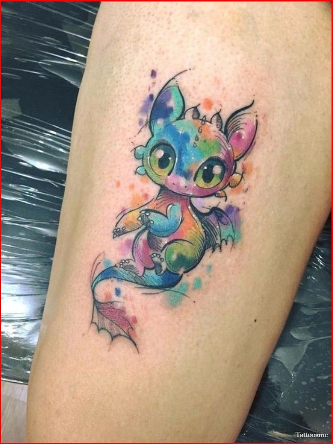 watercolor cute dragon tattoos