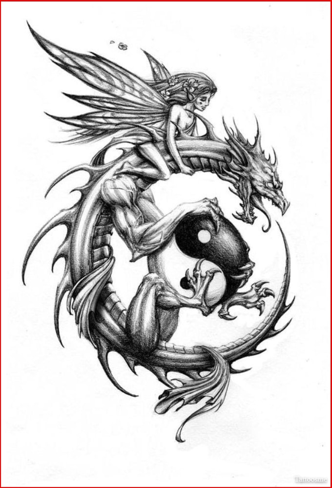 yin yang dragon tattoo