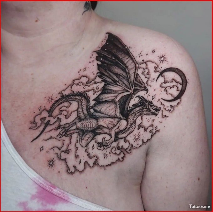 feminine dragon and flower tattoos