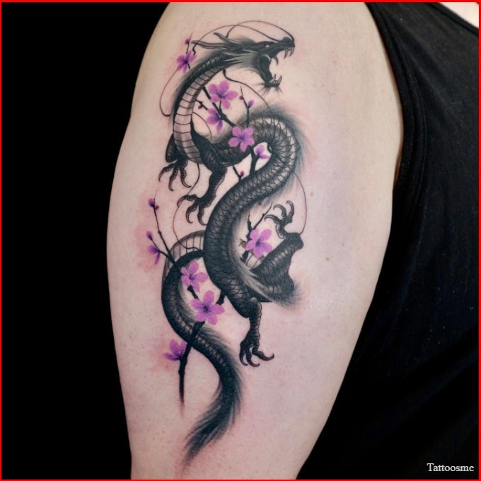 dragon tattoos with cherry blossoms