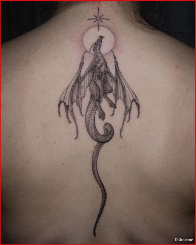 dragon tattoo on back for girls
