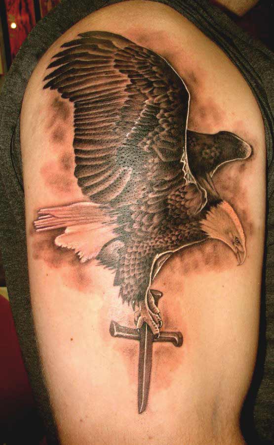 Eagle with cross tattoos designs Eagle with cross tattoos designs