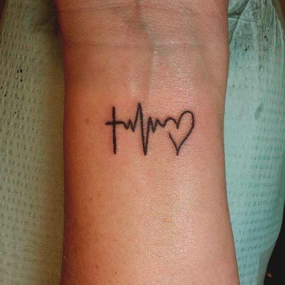 Best Faith Hope Love Tattoo Designs Small heartbeat with heart tattoo on wrist ideas for men and women