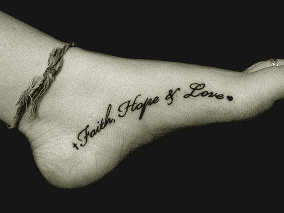 Best Faith Hope Love Tattoo Designs Faith hope and love with heart tattoo designs on foot ideas for girls