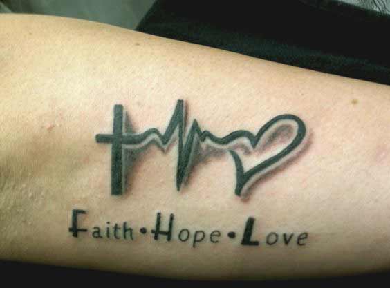 Best Faith Hope Love Tattoo Designs 3d Faith hope love and heartbeat tattoo designs on arm