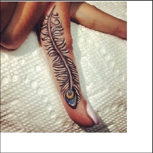 feather finger tattoo