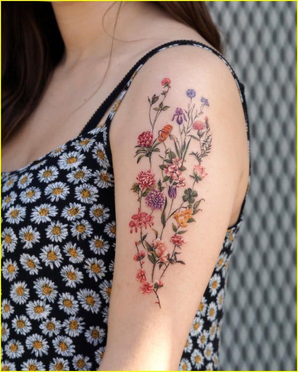 mixed flower tattoos