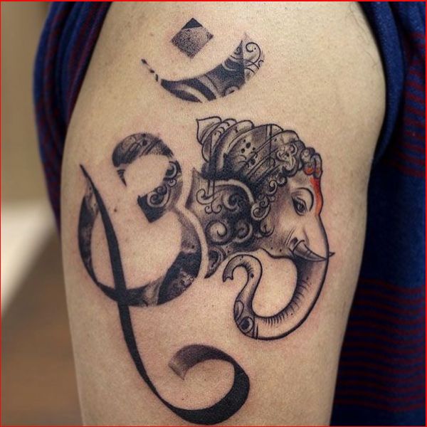 ganesha custom tattoo designs with om shiva