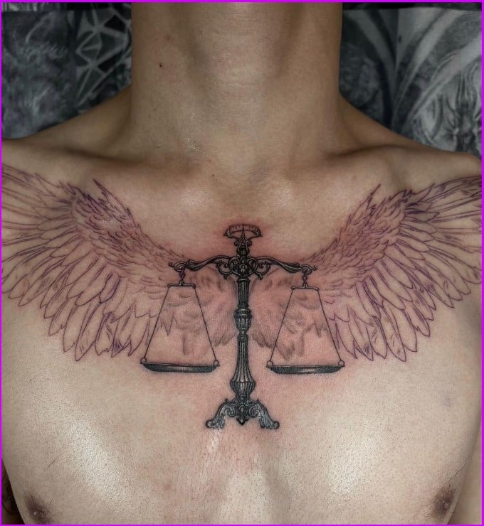 male libra tattoos on chest