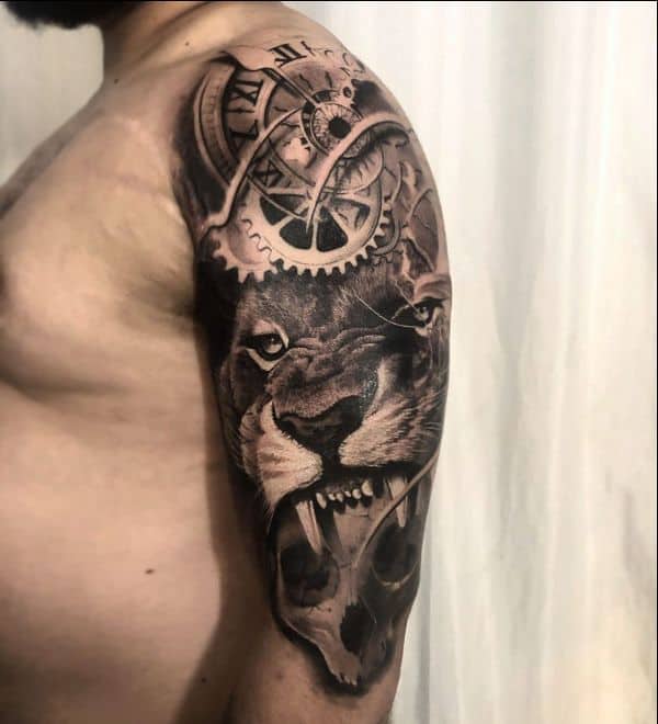 lion sleeve tattoo