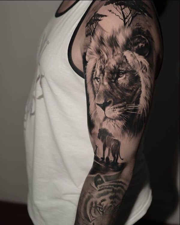 lion shoulder tattoo