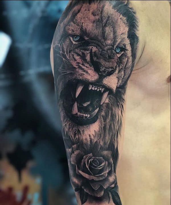 lion sleeve tattoo