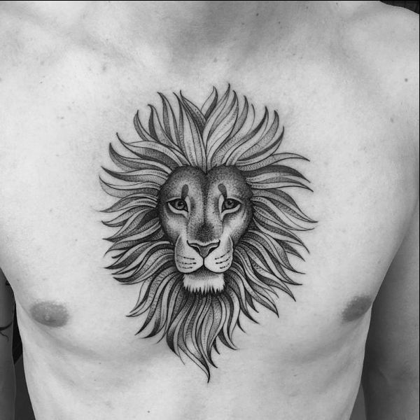 chest lion tattoos