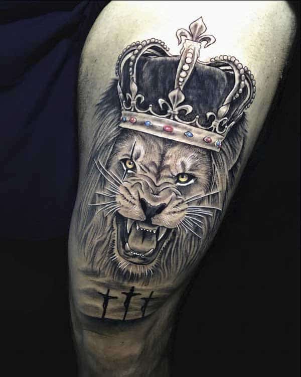 lion with a crown tattoo