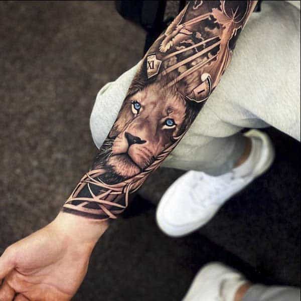 lion forearm tattoos