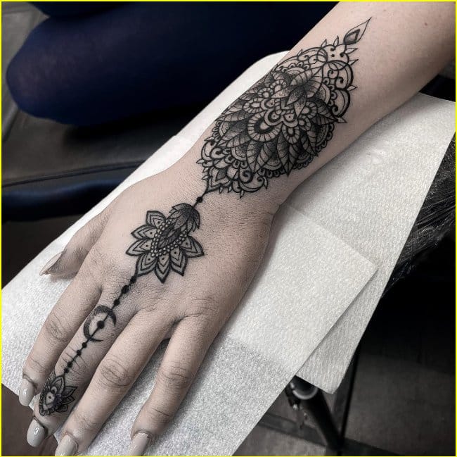 mandala tattoos arm girl