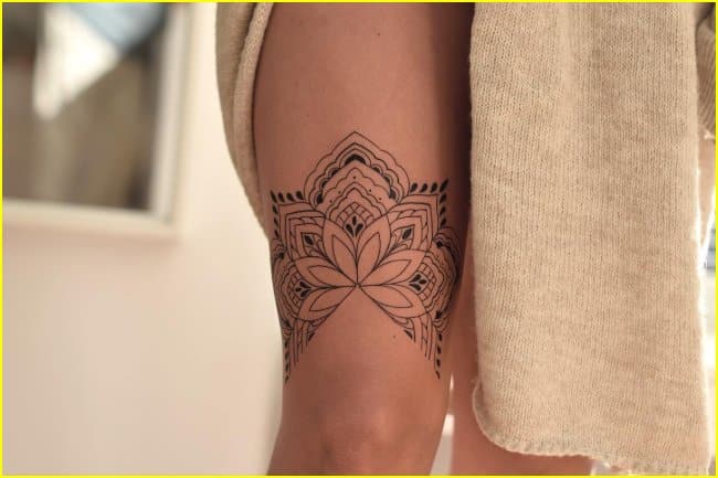 mandala tattoos thigh