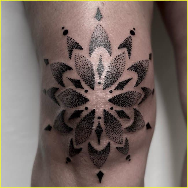 mandala knee tattoos