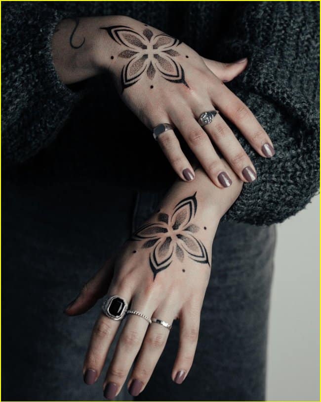 mandala tattoo on hand