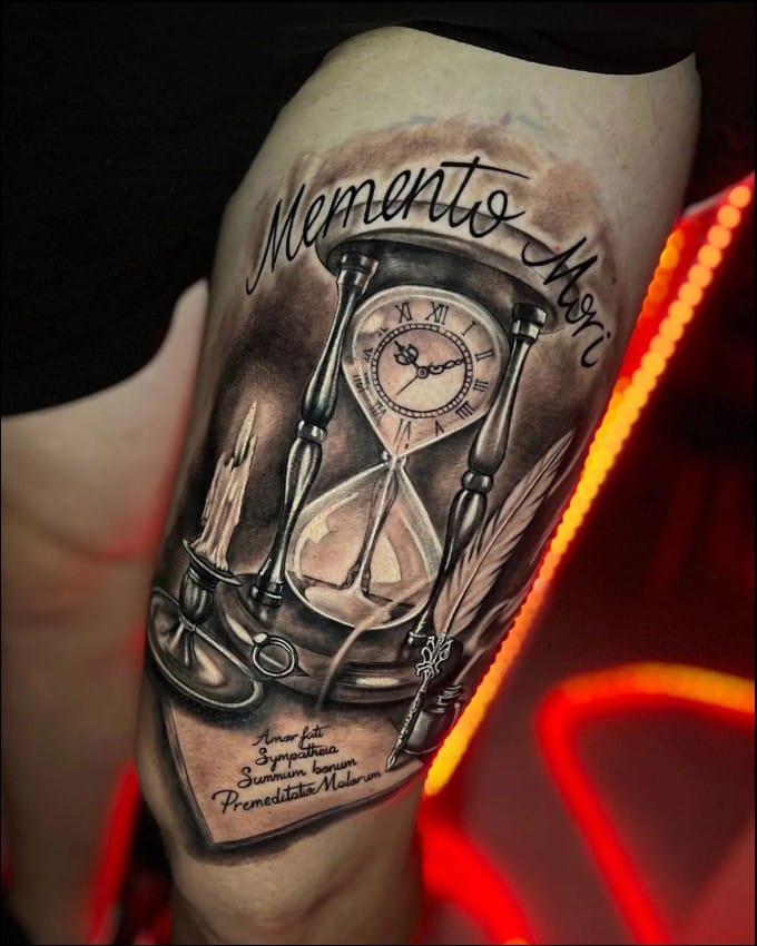 hourglass memento mori tattoo