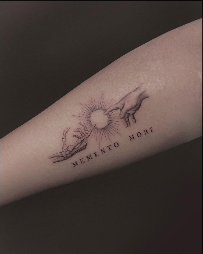 memento mori sleeve tattoo