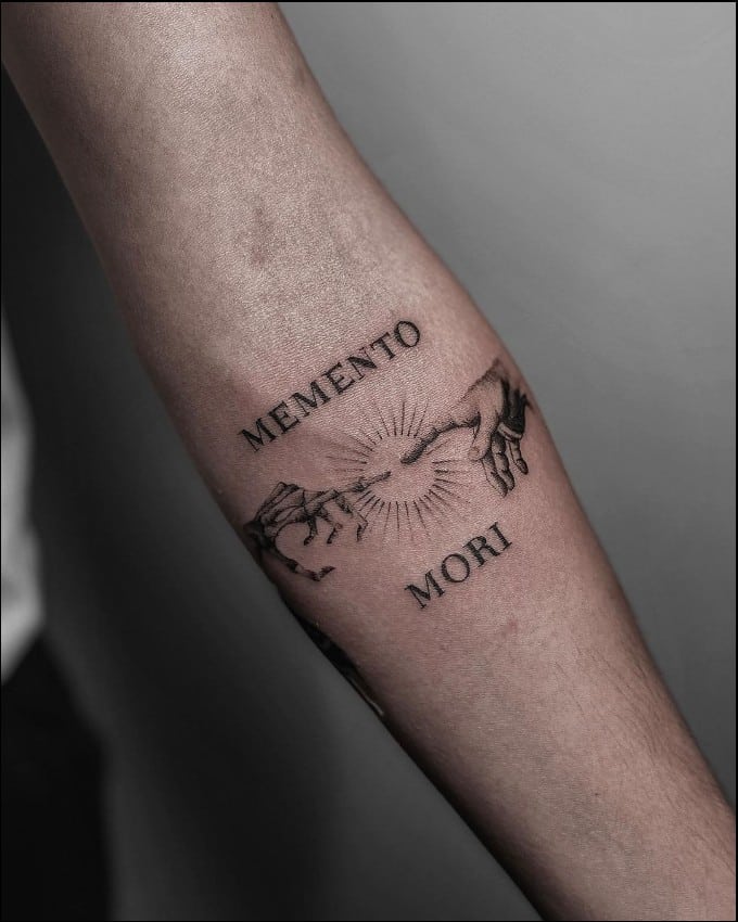 memento mori tattoo sleeve