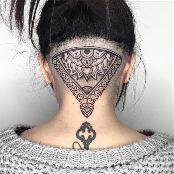 mandala neck tattoos for women