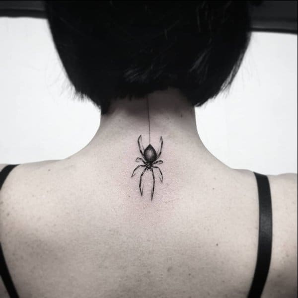 spider neck tattoos